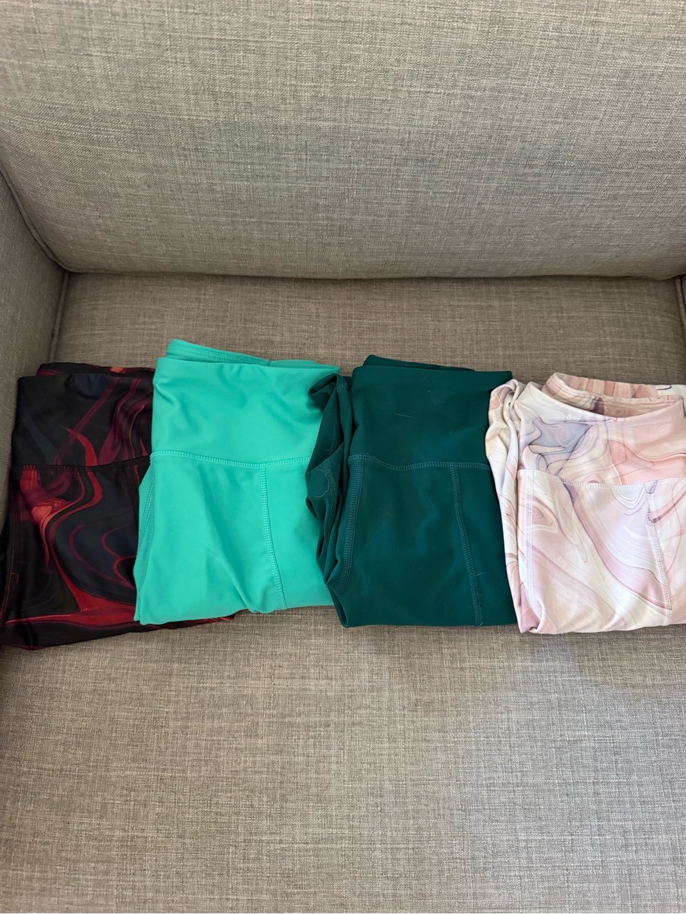 Women’s High-Waist Athletic Shorts – Teal, Dark Teal, Mint & Pink Marble